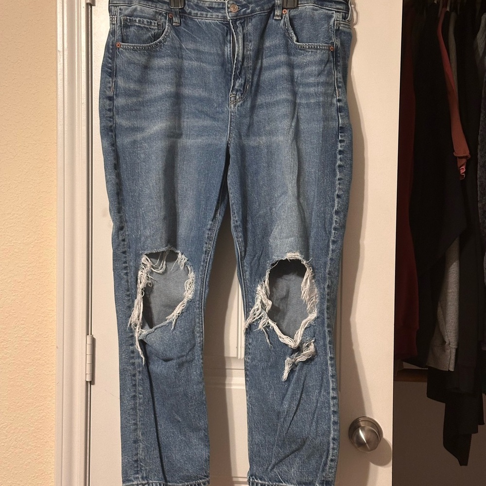 Distressed Blue Jeans